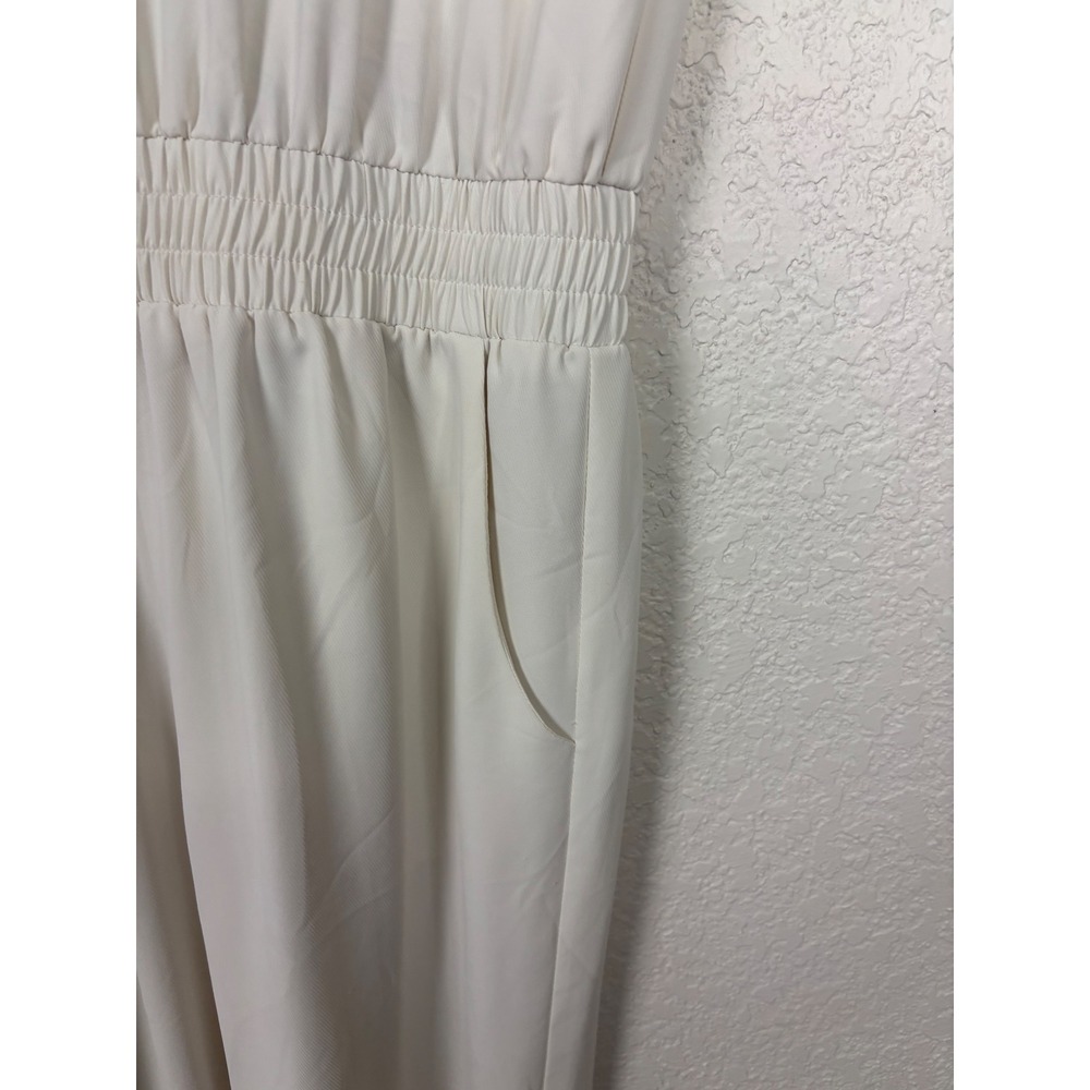 Revolve Amanda Uprichard Womens Lowell Jumpsuit Sz Small Ivory Minimalist Resort - Picture 11 of 11